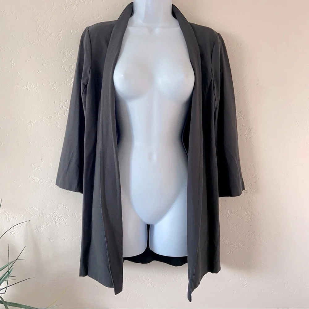 EILEEN FISHER Lagnelook Charcoal GrayOpen Front Cardigan Jacket Size Oversized S
